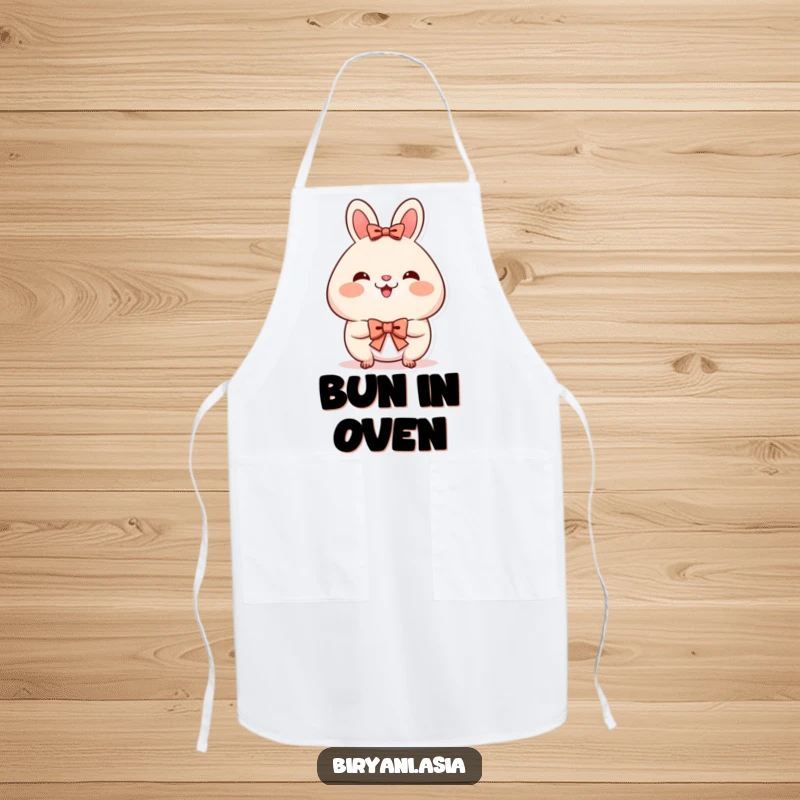 Funny Apron: A happy bao bun with rosy cheeks, bowing politely, bringing sweetness to the kitchen.