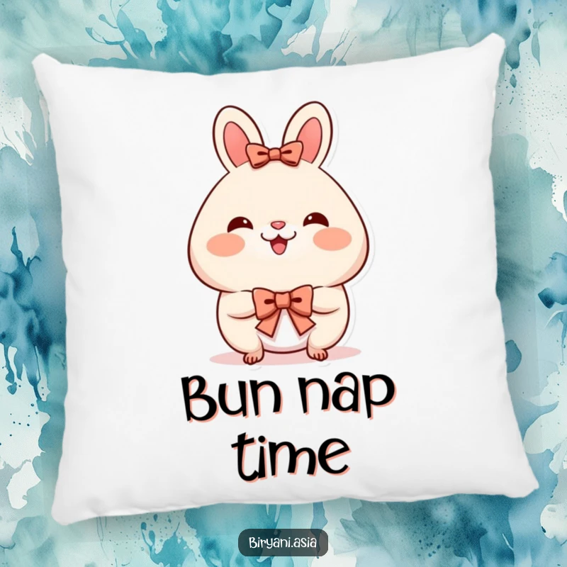 Funny Pillow: A smiling bao bun with rosy cheeks, bowing politely, perfect for adding comfort and charm.