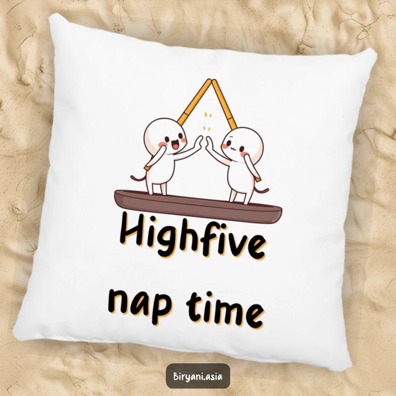 Funny chopsticks high-fiving each other, a soft and humorous decorative pillow.