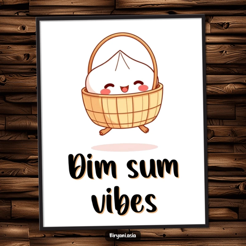 Funny Digital Art: A happy dim sum basket with tiny legs, captured mid-hop, bringing playful energy.