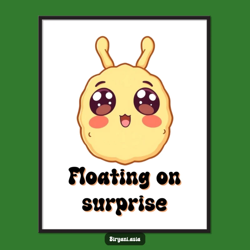 Funny Surprised Tempura Digital Art: Instant Floating Foodie Surprise for Your Walls