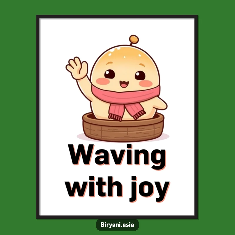 Funny Happy Steamed Bun Digital Art: Instant Cheerful Waves for Your Walls
