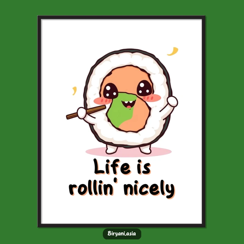 Free Printable Sushi Art: Juggling Chopsticks Downloadable Wall Decor for Foodies