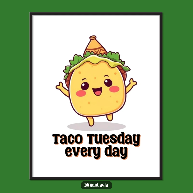 Free Printable Wall Art: Bouncing Taco Funny Downloadable Decor for Fiesta Vibes