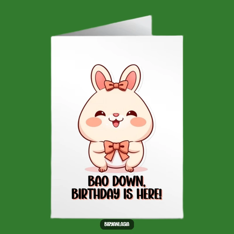 Free Printable Birthday Card: Bowing Bao Bun Funny Downloadable Gift for Adorable Wishes