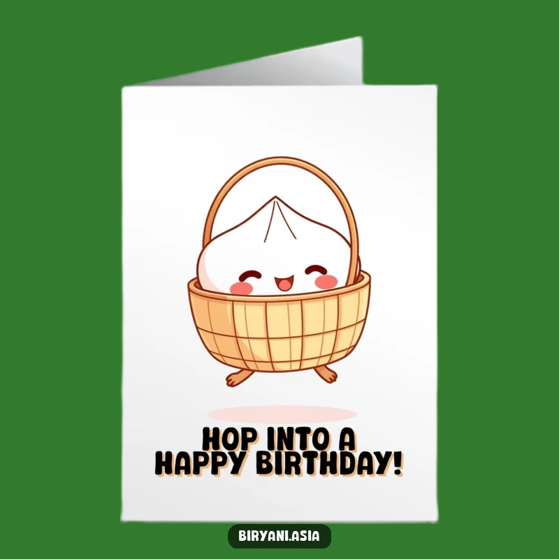 Free Printable Birthday Card: Hopping Dim Sum Funny Downloadable Gift for Foodies
