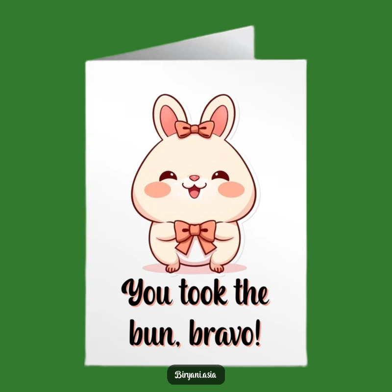Free Printable Congrats Card: Bowing Bao Bun Funny Downloadable Gift for Sweet Success