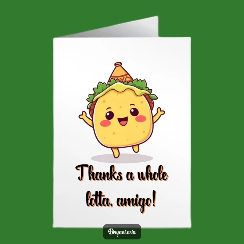 Free Printable Thank You Card: Bouncing Taco Funny Downloadable Gift to Show Appreciation