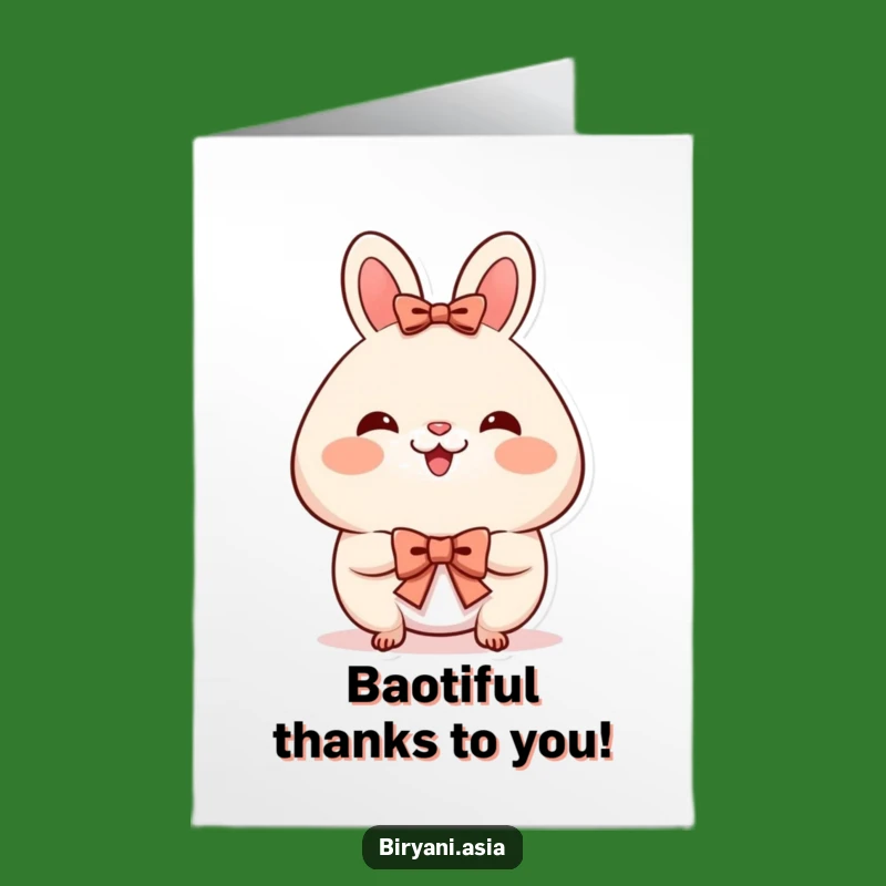 Free Printable Thank You Card: Bowing Bao Bun Funny Downloadable Gift for Gracious Thanks