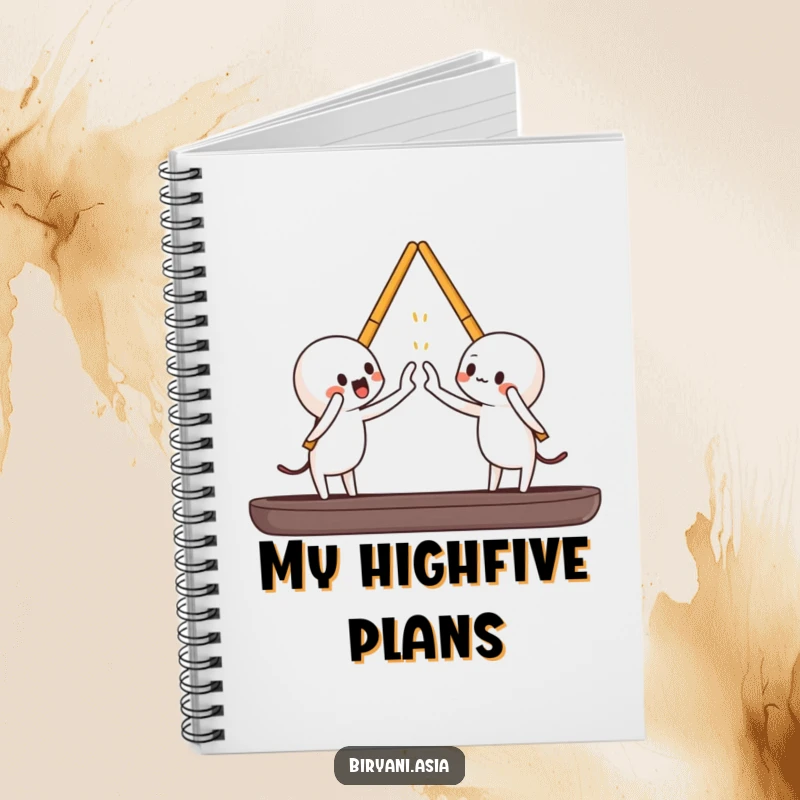 Funny chopsticks high-fiving each other, a humorous notebook for playful notes.