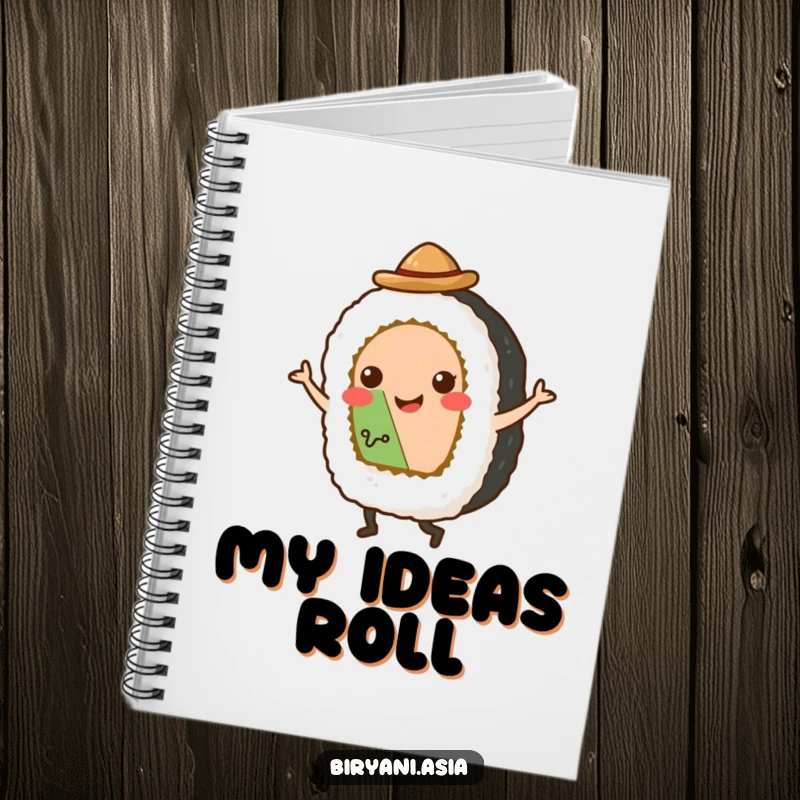 Funny Notebook: A happy sushi roll in a small hat, mid-tap dance, ready to capture your brilliant ideas.