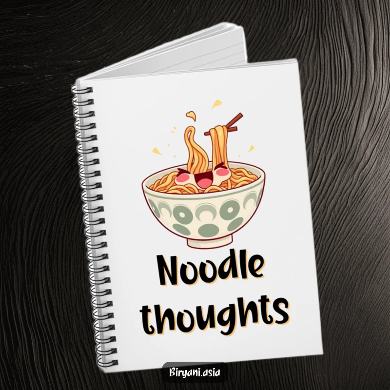 Funny Notebook: A smiling bowl of ramen noodles with chopsticks, juggling joyfully, ready to capture your ideas.